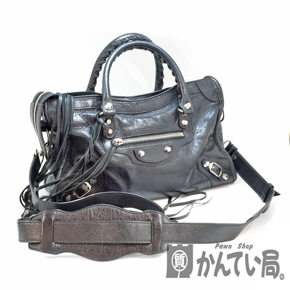 BALENCIAGA City Handbag Shoulder Crossbody Leather Black Bag